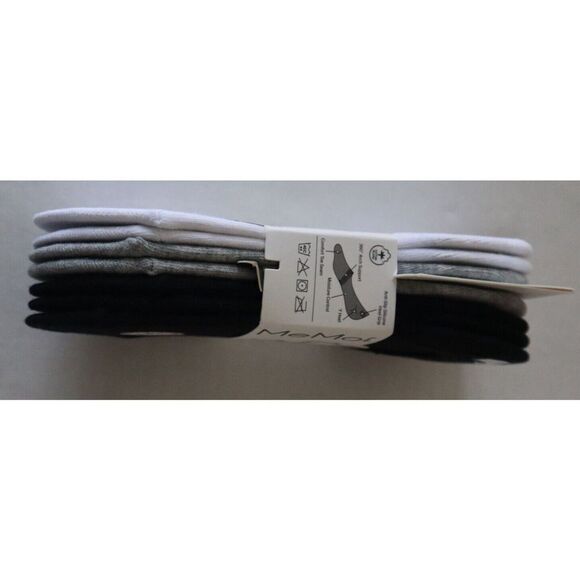 MeMoi MP058 Women Sz 9-11 Black/Gray/White Hi-Cut Cotton Blend Shoe Liners 7-Pck - Picture 3 of 8